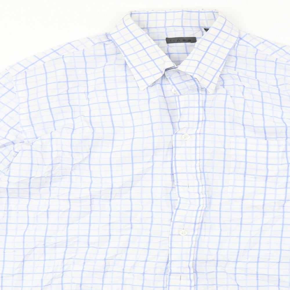 Linea  Mens Blue Check   Button-Up Size 16