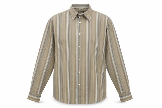 Lakeland Mens Brown Striped   Button-Up Size L