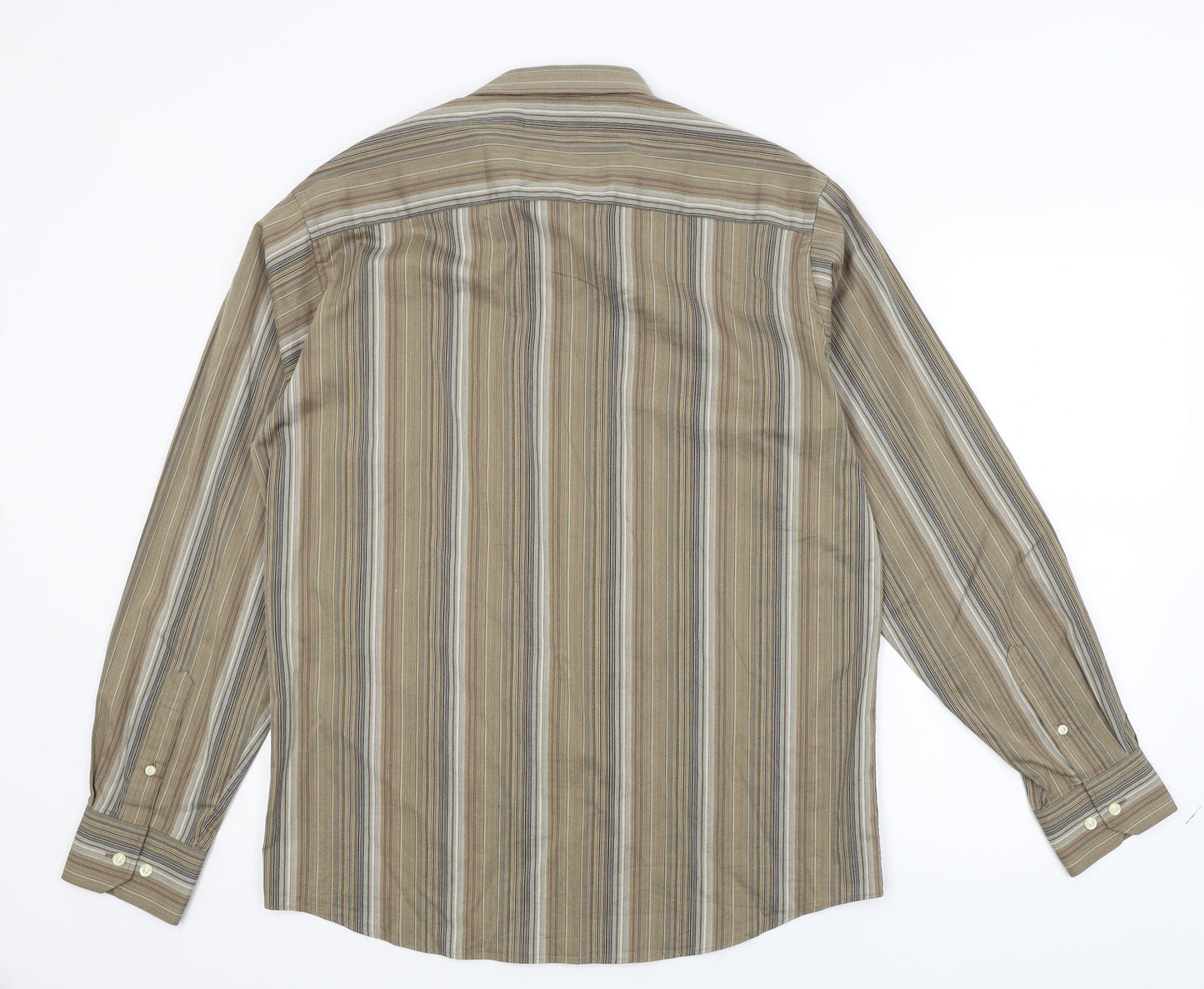 Lakeland Mens Brown Striped   Button-Up Size L