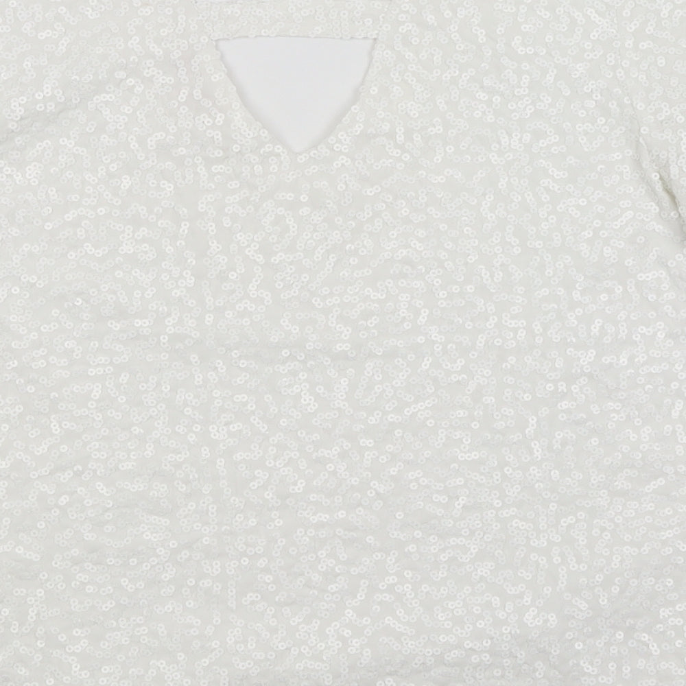 Amichi Collection Womens White   Basic T-Shirt Size L