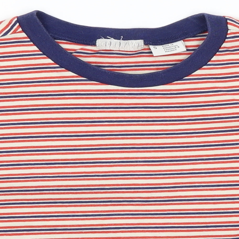 Cooperative Womens White Striped  Cropped T-Shirt Size S