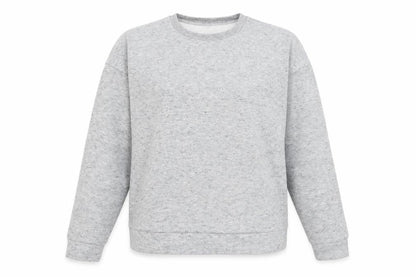 Front view of ASOS women’s grey pullover sweatshirt, size UK 6