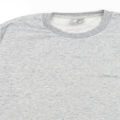 Close-up detail of ASOS women’s grey pullover sweatshirt, size UK 6