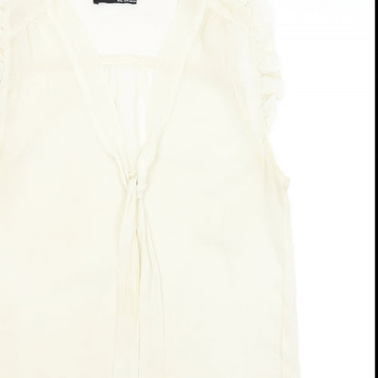 Close-up detail of Atmosphere women’s ivory basic blouse, size UK 8
