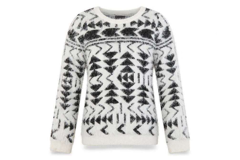 Preworn Womens White Geometric  Henley Jumper Size M