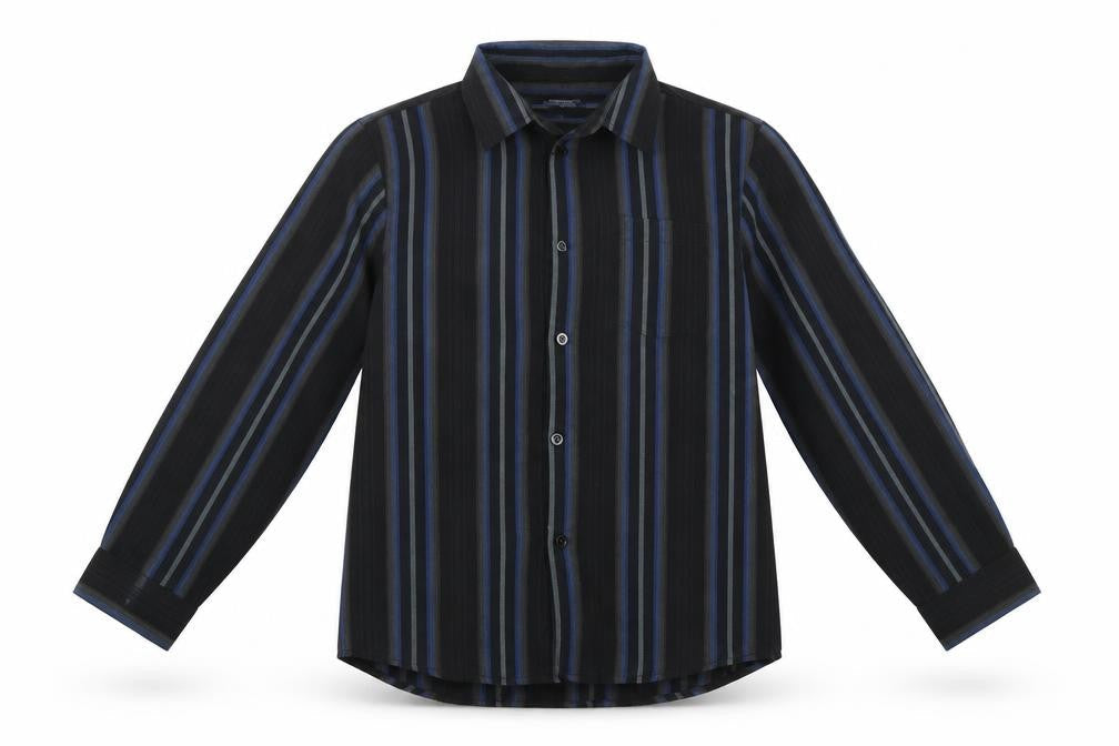 Point Zero Boys Black Striped  Basic Button-Up Size 6 Years