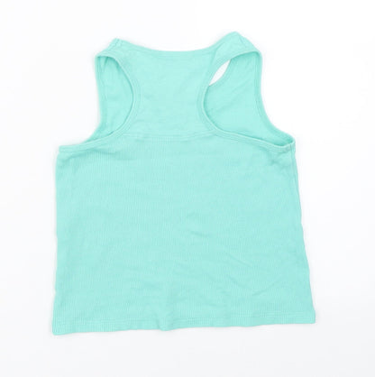 Back view of Matalan girls’ blue basic tank, size 7, years
