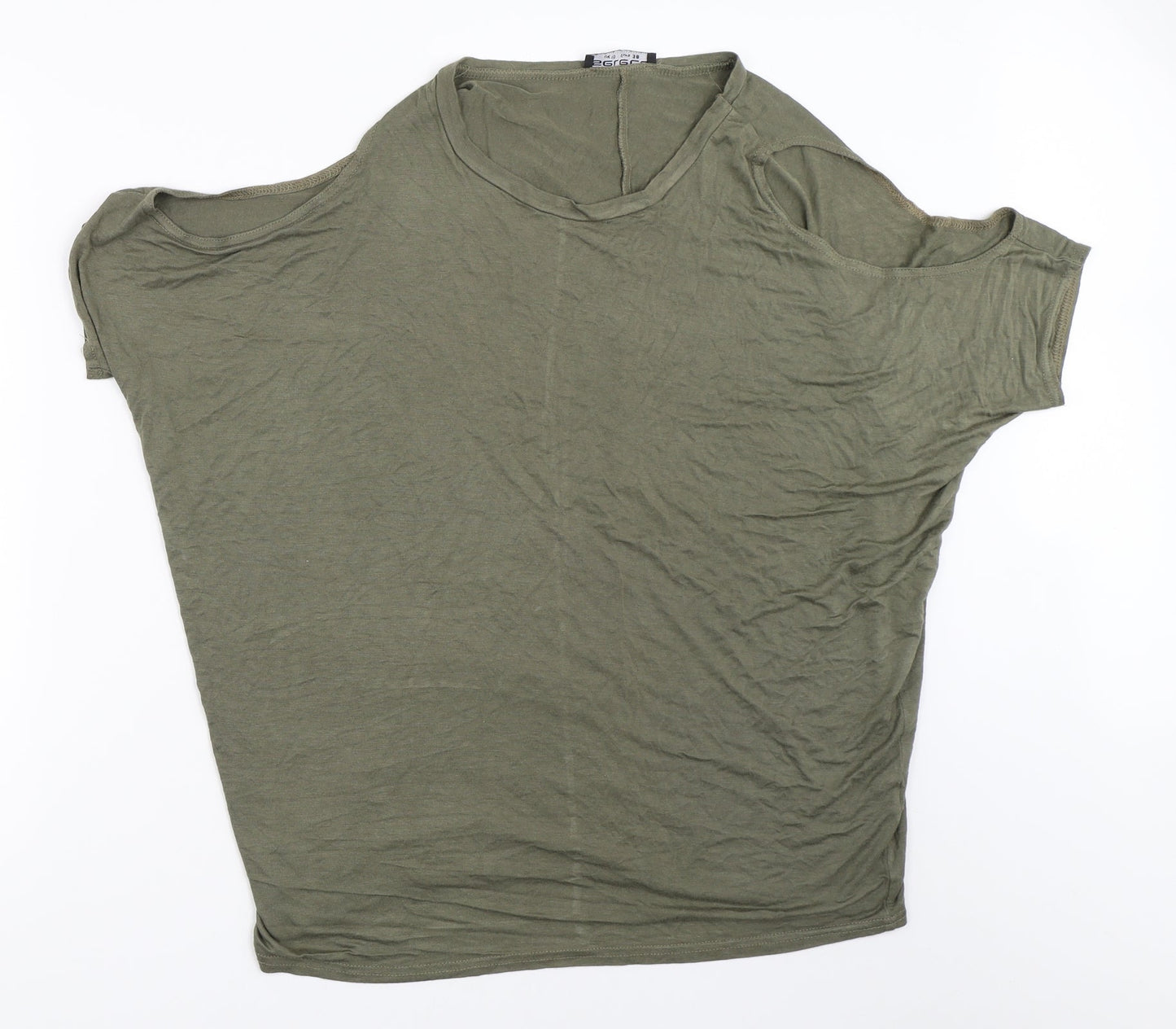 Select Womens Green   Basic T-Shirt Size 10  - cold shoulder