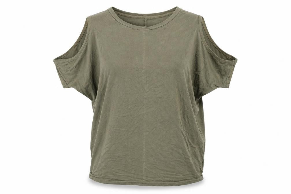 Select Womens Green   Basic T-Shirt Size 10  - cold shoulder