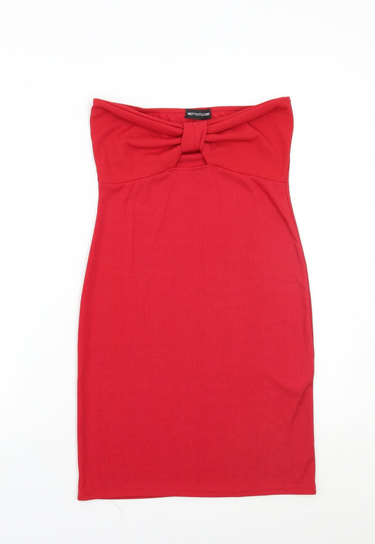 PRETTYLITTLETHING Womens Red  Rayon A-Line  Size 12