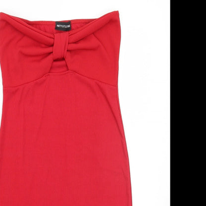 PRETTYLITTLETHING Womens Red  Rayon A-Line  Size 12