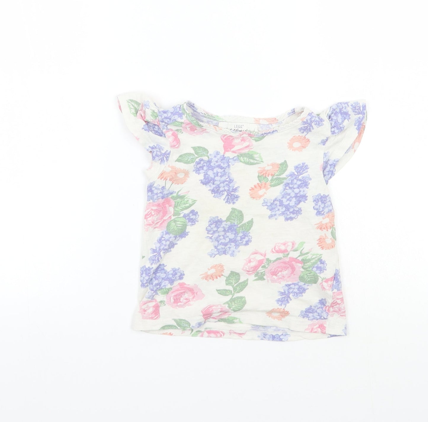 H&M Girls White Floral  Basic T-Shirt Size 3 Years