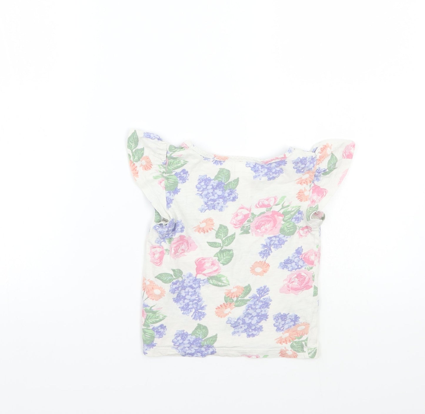 H&M Girls White Floral  Basic T-Shirt Size 3 Years