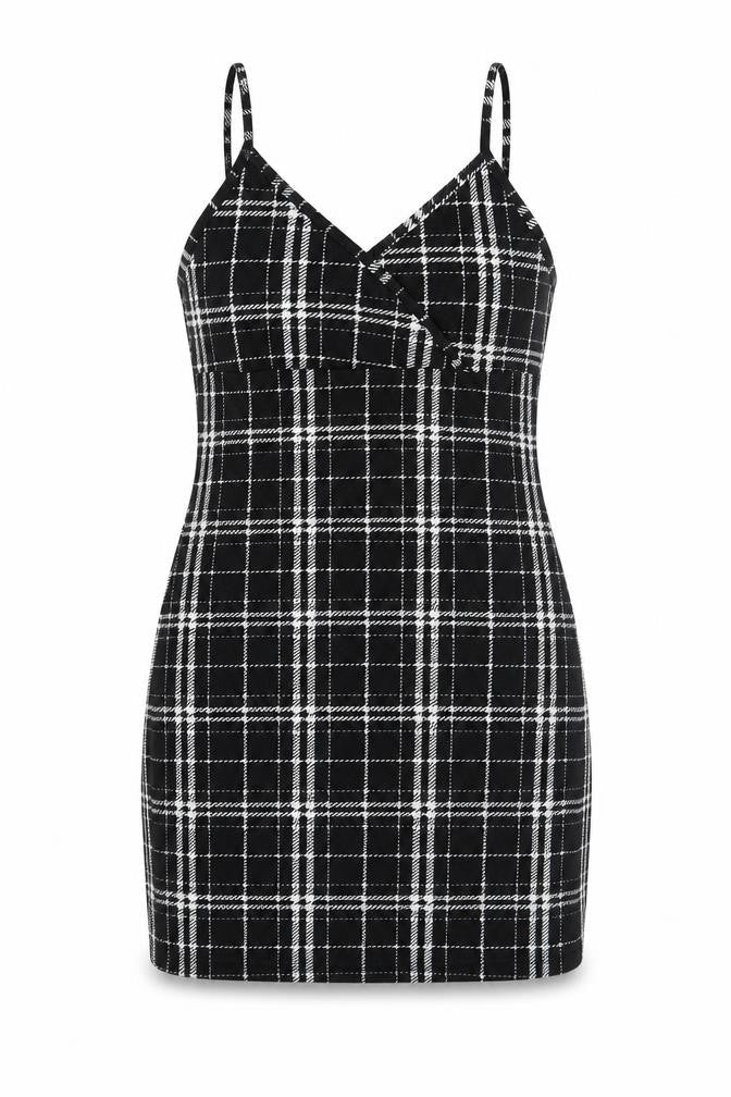 SheIn Womens Black Check  A-Line  Size S