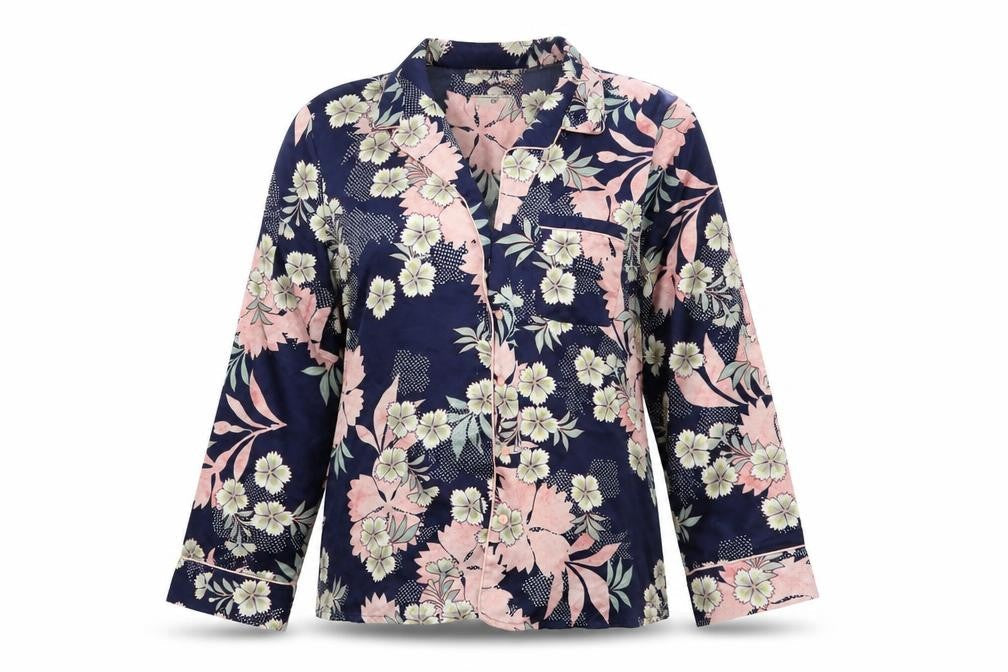 Matalan Womens Blue Floral  Kaftan Pyjama Top Size M
