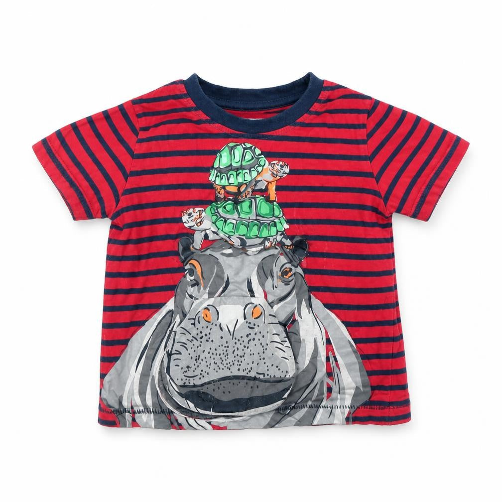 Monsoon Baby Red Striped  Basic T-Shirt Size 12 Months  - Hippo