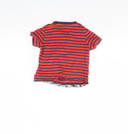 Back view of Monsoon Baby Red Striped Basic T-Shirt, size 12, Months - Hippo