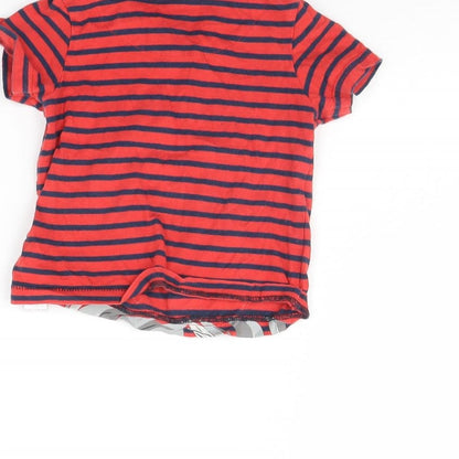 Brand and care label for Monsoon Baby Red Striped Basic T-Shirt, size 12, Months - Hippo