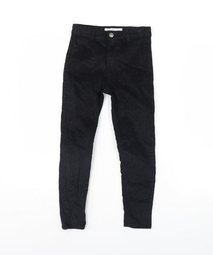 Additional front view of Denim & Co. girls’ black skinny jeans, size 8, years