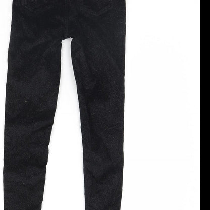 Brand and care label for Denim & Co. girls’ black skinny jeans, size 8, years