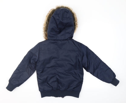 Back view of Ripstop. boys’ blue anorak jacket, size XS