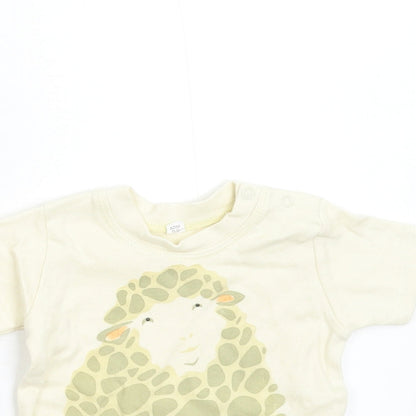 Close-up detail of Babt Bugz Baby Beige Basic T-Shirt, size 3-6, Months - Sheep
