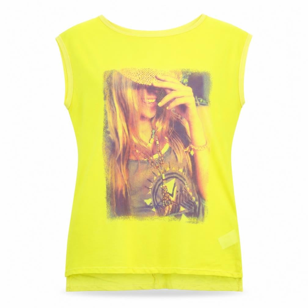 Brave Soul Womens Yellow   Basic T-Shirt Size L