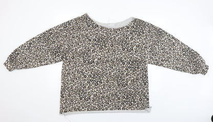 Additional front view of ASOS women’s brown animal print basic blouse, size UK 6