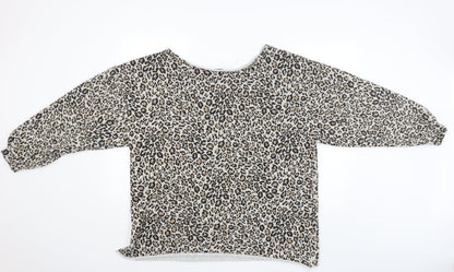 Back view of ASOS women’s brown animal print basic blouse, size UK 6