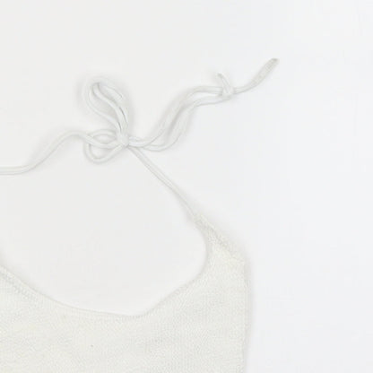 Close-up detail of Missguided women’s white camisole tank, size S