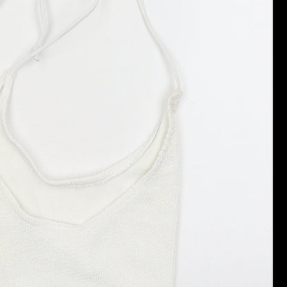 Brand and care label for Missguided women’s white camisole tank, size S