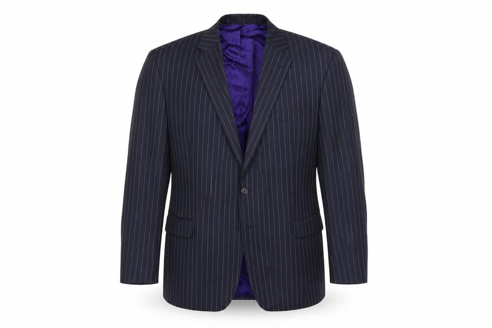 Preworn Mens Black Striped  Jacket Blazer Size 44
