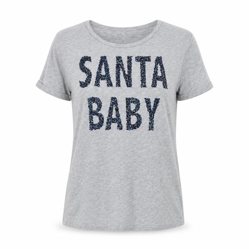 Papaya Womens Grey   Basic T-Shirt Size 14  - Santa Baby