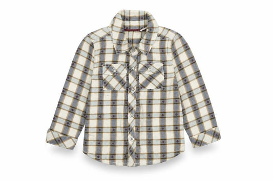 Front view of Tu Baby White Plaid Button-Up, size 12-18, Months