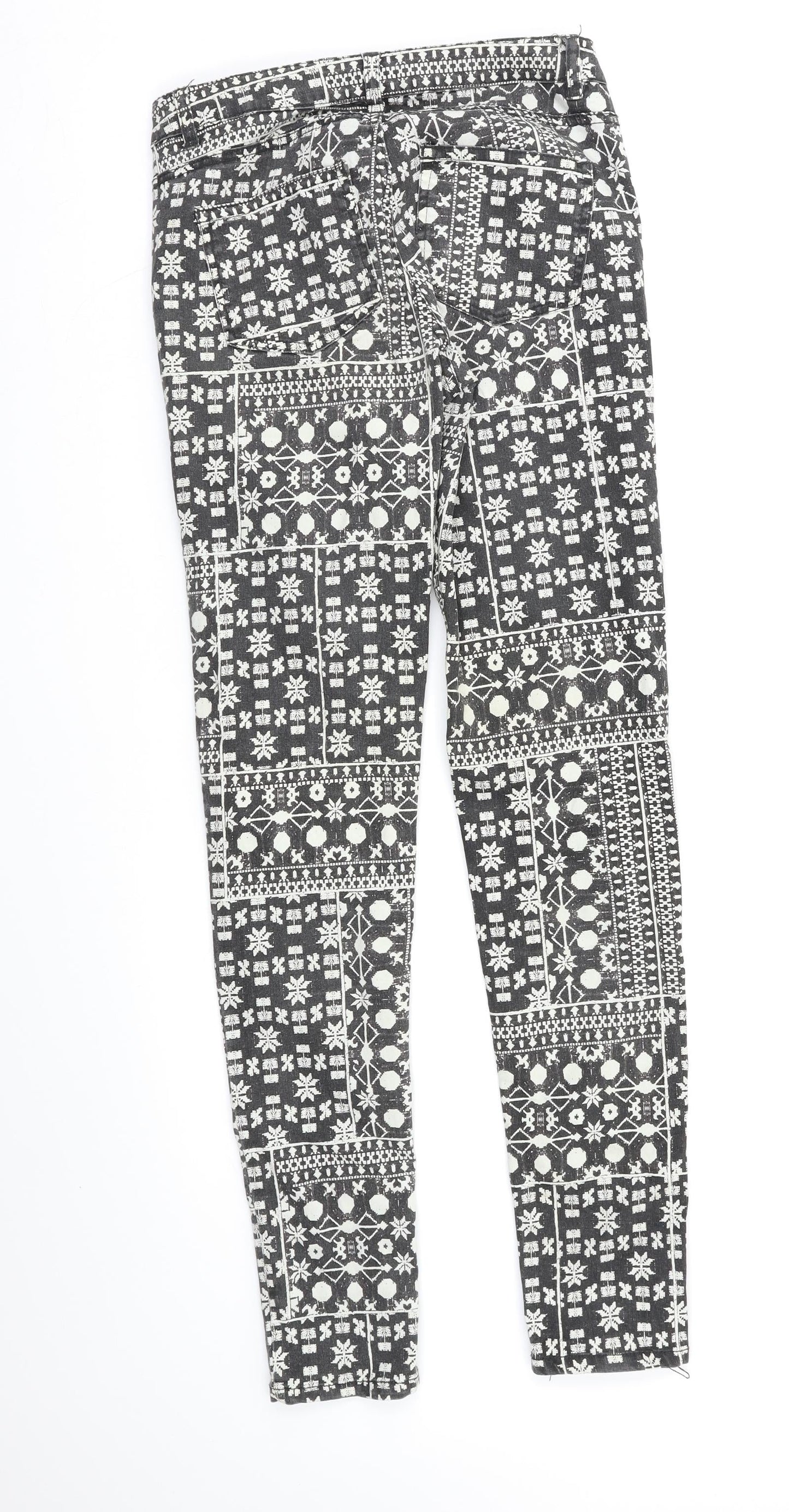 H&M Womens Multicoloured Geometric  Jegging Jeans Size 10 L29 in