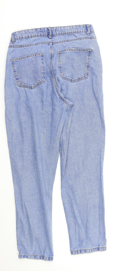 Back view of Denim & Co. women’s blue straight jeans, size UK 10, 26-inch leg