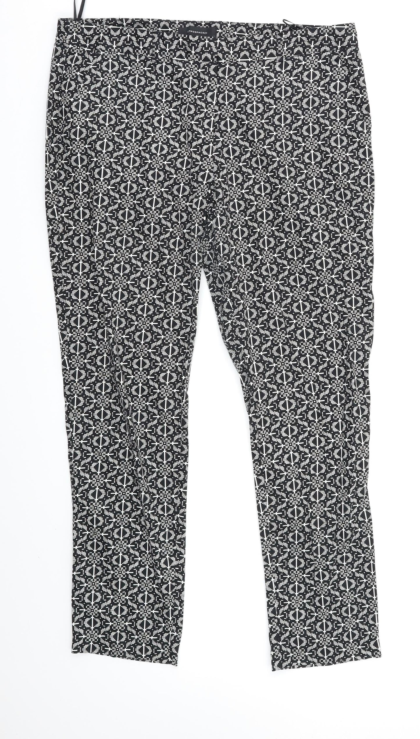 Atmosphere Womens Black Geometric  Trousers  Size 12 L28 in