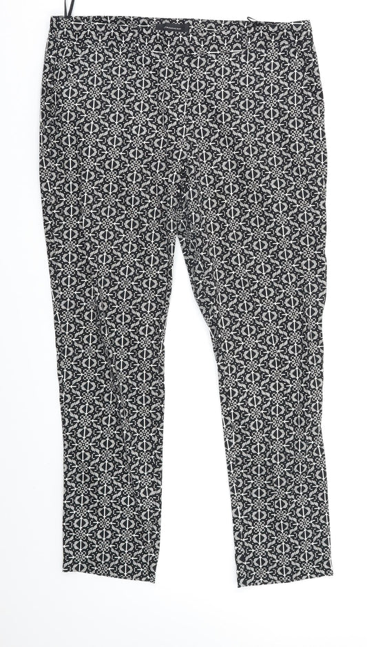 Atmosphere Womens Black Geometric  Trousers  Size 12 L28 in