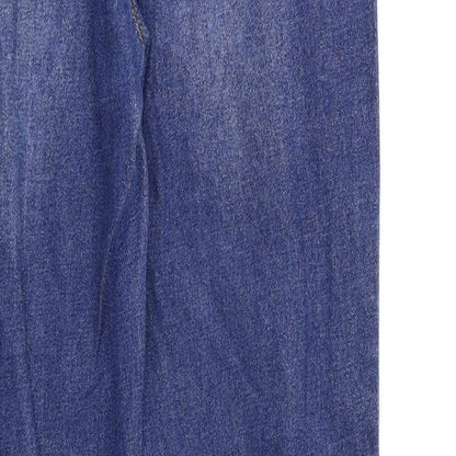 Brand and care label for Missguided women’s blue jegging jeans, size UK 8, 28-inch leg