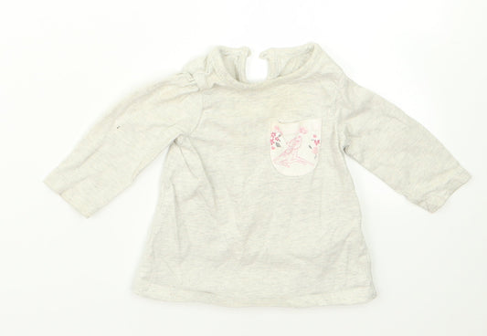George Girls Grey  Rayon Basic T-Shirt Size 0-3 Months