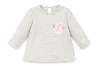 Front view of George girls’ grey rayon basic t-shirt, size 0-3, months