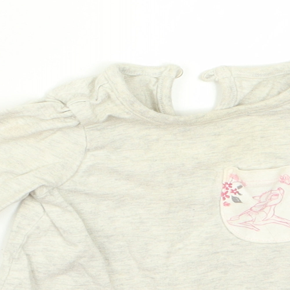 George Girls Grey  Rayon Basic T-Shirt Size 0-3 Months