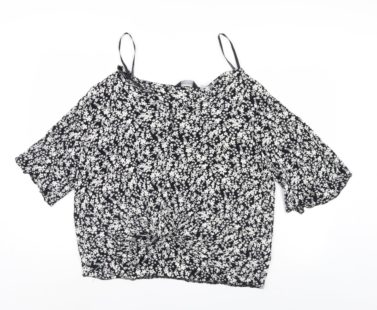 Dorothy Perkins Womens Black Floral  Basic Blouse Size 18