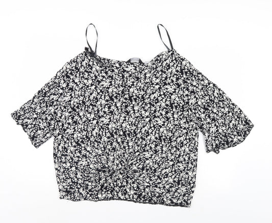 Dorothy Perkins Womens Black Floral  Basic Blouse Size 18