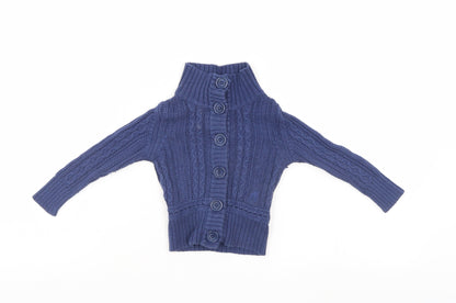 Additional front view of Replay & son boys’ blue cardigan jumper, size 6-9, months
