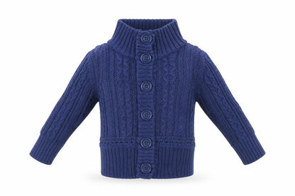 Front view of Replay & son boys’ blue cardigan jumper, size 6-9, months