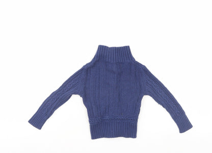Back view of Replay & son boys’ blue cardigan jumper, size 6-9, months