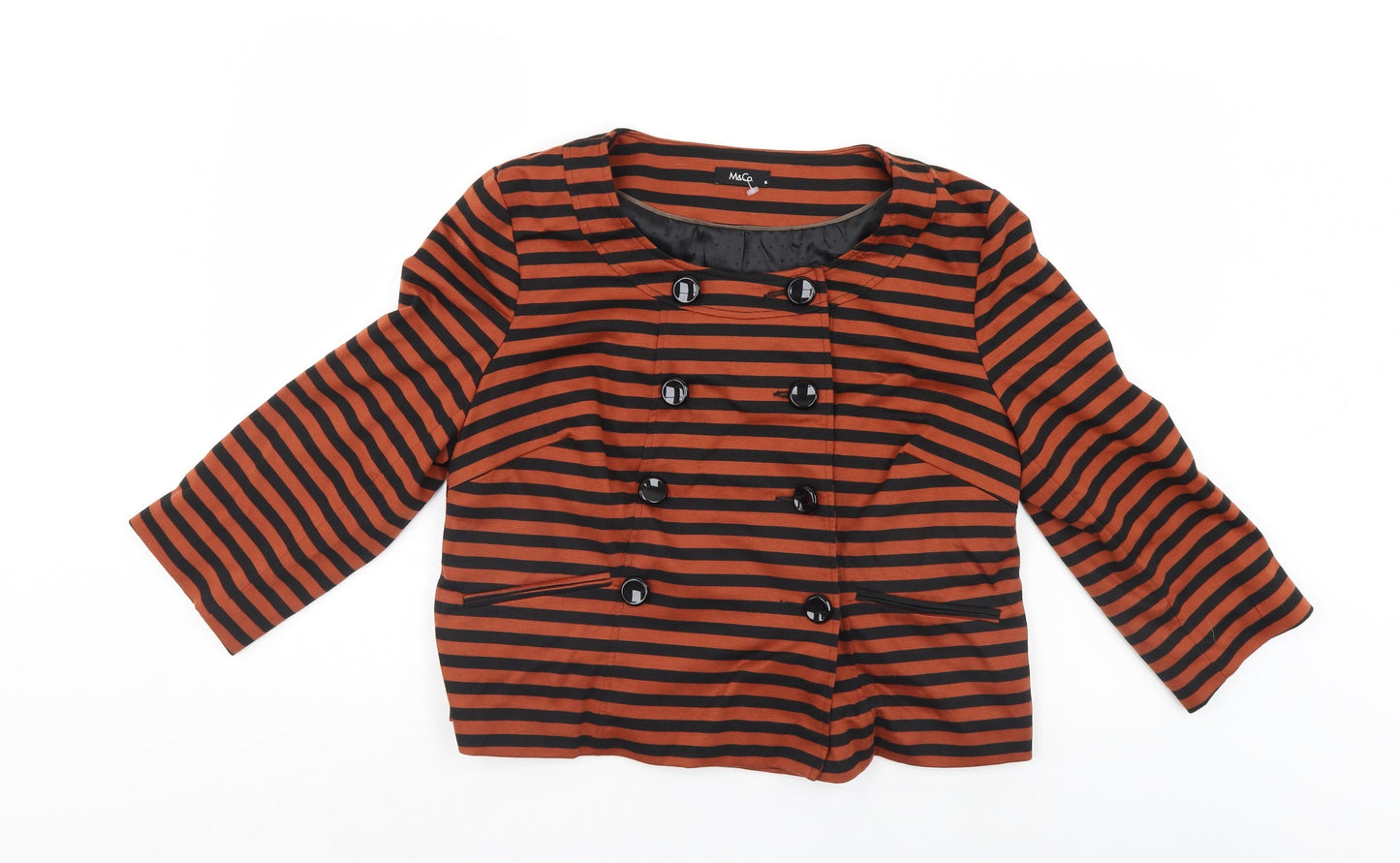 M&Co Womens Multicoloured Striped  Jacket Coatigan Size 16