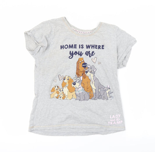 Primark Womens Grey Solid  Babydoll Pyjama Top Size XS  - DISNEY