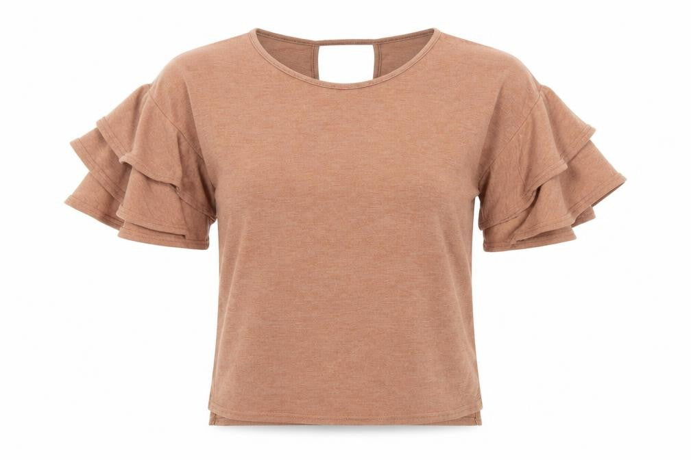 River Island Womens Brown   Basic T-Shirt Size 8  - flair sleeves